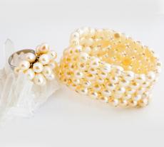 ★60%OFF【淡水パール】パワーストーンリング&ブレスレットセット★1点限り