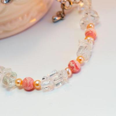 【8月末迄20%OFF】夫婦円満・子宝運【インカローズ&水晶】パワーストーンブレスレット