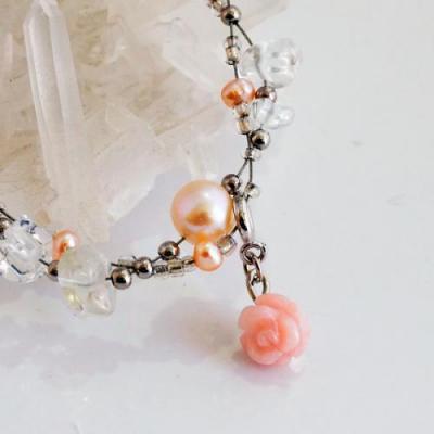 10月末まで20%OFF【家庭円満・子宝・女子力アップ】淡水パール&ピンクオパールバラブレスレット