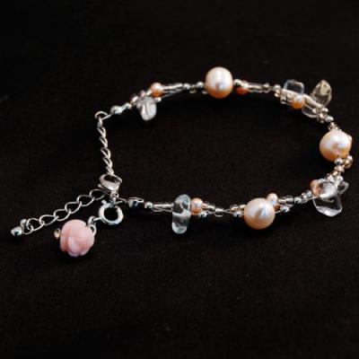 10月末まで20%OFF【家庭円満・子宝・女子力アップ】淡水パール&ピンクオパールバラブレスレット