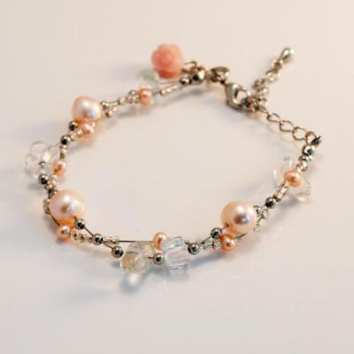 10月末まで20%OFF【家庭円満・子宝・女子力アップ】淡水パール&ピンクオパールバラブレスレット